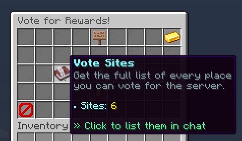 The vote sites list posted in chat as clickable links